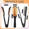 CHENGU 2 Pcs Hair Straightening Combs, Boar Bristles Clamp Double Sided Brush & V Shaped Styling Hair Comb, For Straightening Knotty Unkempt Hair (Gold, Black)