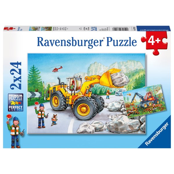Ravensburger 07802, Diggers at Work 2 x 24 Piece Puzzles in a Box, 2 x 24 Piece Puzzles for Kids, Every Piece is Unique, Pieces Fit Together Perfectly, Multi