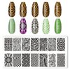 KAAGEE 5Pcs Leopard Print Nail Stamp Nail Stamping Plates Nail Art Stamping Plates Nail Design Stamp Nail Plate Template Nail Art Accessories Tools with 1 Nail Stamper, 1 Scraper