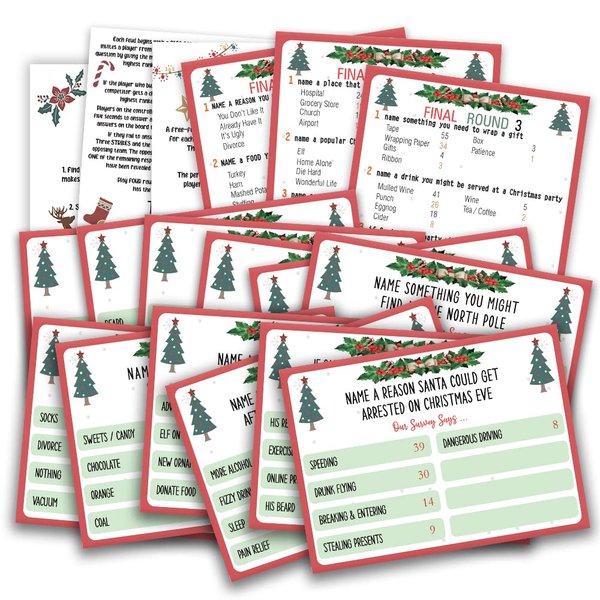 Christmas Friendly Feud Quiz, Baby Shower Game Night, Christmas Party Game, Family Activity, Feud Trivia Quiz, Holiday Games for Adults Coworkers Groups Christmas Party Supplies-004