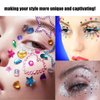 1024PCS Face Hair Gems Self Adhesive Rhinestones for Makeup Eyes Nails Crafting 15 Colors Heart Star Circle Jewels Bling DIY