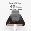 Qackenm 30W USB C Charger Block, GaN Nano Fast Charger, 2 Port Compact Charger with Foldable Plug for iPhone 16/16 Plus/16 Pro/16 Pro Max, 15/14/13 Series, Pixel, Galaxy, iPad/iPad Mini and More Grey