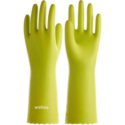 LANON wahoo Skin-Friendly Cleaning Gloves, Dishwashing Kitchen Gloves with Cotton Flocked Liner, Reusable, Non-Slip, Bud Tender, Medium