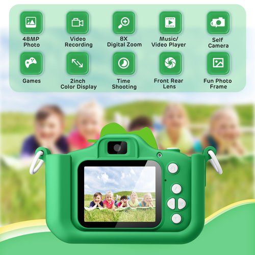 Upgrade Dinosaur Kids Camera for 3-12 Year Old Boys Girls, Christmas Birthday Gifts for Kids, 1080P HD Kids Digital Video Camera with 32GB SD Card, Multi-Functional Cute Portable Kids Toys