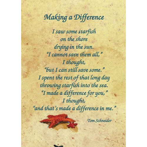Starfish Story Poem 25 Laminated Make a Difference Inspirational Recognition and Appreciation Greeting Cards