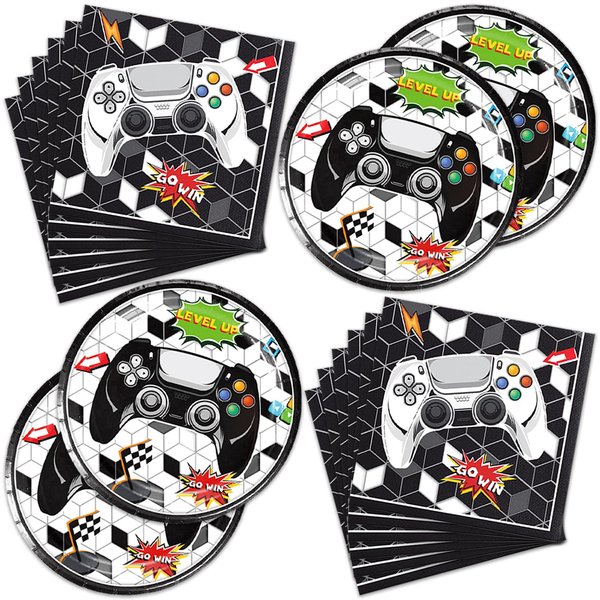 40Pcs Video Game Birthday Decorations Gaming Party Video Game Plates and Napkins Party Birthday Decorations