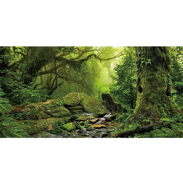 AWERT Tropical Forest Terrarium Background Stream Green Huge Tree Reptile Habitat Background Foggy Rainforest Aquarium Background 36x18 inches Durable Polyester Background