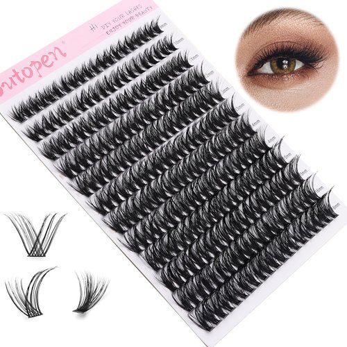 outopen DIY Lash Extension Kit Eyelash Extension Kit, 240pcs 9-16mm Mix Individual Lashes Cluster Kit with Lash Bond and Seal Glue, Lash Remover, Lash Applicator(50D, 240Pcs)