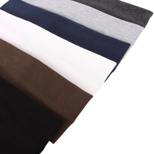 MapofBeauty 6 Pieces Elastic Cotton Head Band Stretchy Hairwarp Sports Running Exercise Yoga Hair Headbands (Black/White/Dark Grey/Light Grey/Brown/Dark Blue)