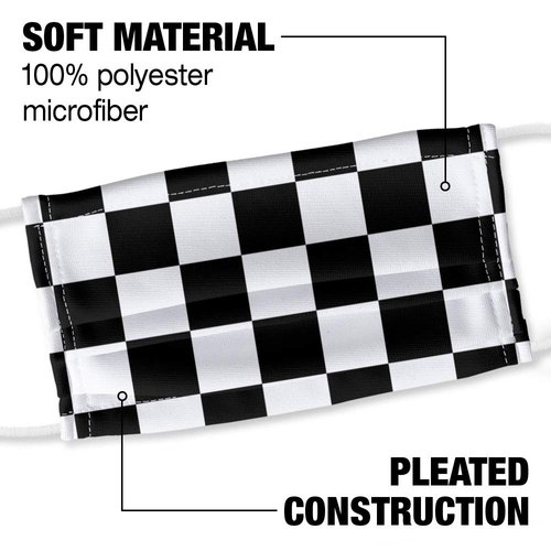 Popfunk Black And White Checkerboard Pattern 1-Ply Reusable Face Mask Covering, Unisex