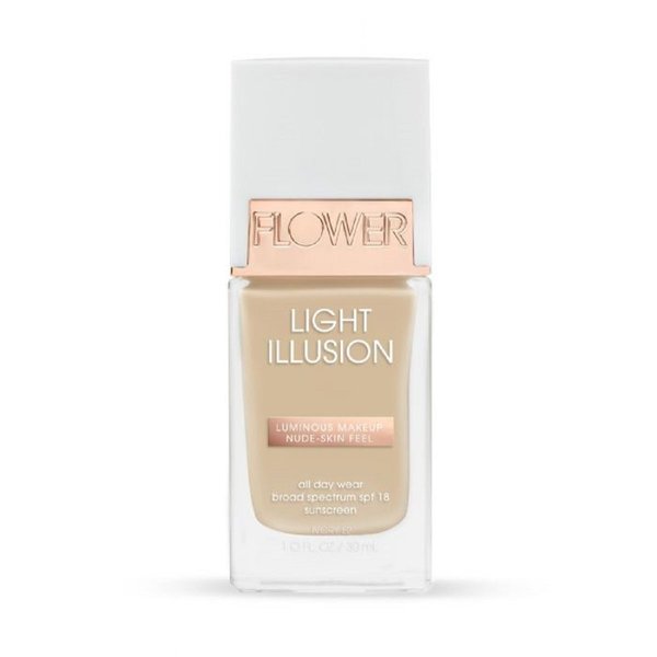 Flower Beauty Light Illusion Foundation with SPF 18 - Liquid Foundation Makeup with Buildable Coverage & Breathable/Lightweight Formula - Natural Complexion (Ivory)