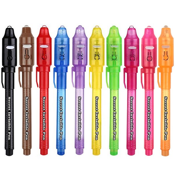 SCStyle Invisible Ink Pen 10Pcs with UV Light Magic Marker for Secret Messages, Writing Information for Birthdays, Easter, Halloween, for Students