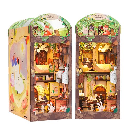 CUTEBEE Book Nook Kit, DIY Booknook Miniature House Tiny House 3D Wooden Puzzle Dollhouse Kit for Adults and Teens, Bookshelf Insert Decor, DIY Craft Gift Model Build