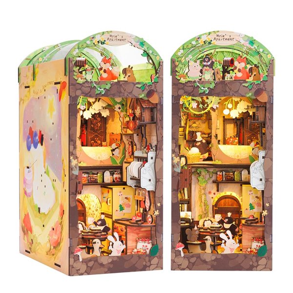 CUTEBEE Book Nook Kit, DIY Booknook Miniature House Tiny House 3D Wooden Puzzle Dollhouse Kit for Adults and Teens, Bookshelf Insert Decor, DIY Craft Gift Model Build