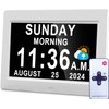 Véfaîî 2025 New, Digital Clock with Day Date 1280 * 800P HD, 19 Alarms Custom Reminders, 10 Levels Auto Dimmer Dementia Clock, 8 Display Colors, Auto DST, Remote & Buttons Control Easy for Elderly