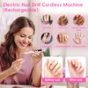 Rechargeable Electric Nail Drill Machine, Cordless Professional Nail File with LED Display for Acrylic Gel Dip Powder Nails, Efile Polishing Tools with Nail Drill Bits for Manicure and Pedicure (Pink)