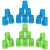 DEWEL Stacking Cup Game with 15 Stack Ways, 24pcs Cup Stacking Set, Sport Stacking Cups BPA-Free Material, Classic Family Game, Great Gift Idea for Stack Games Lover. (Blue & Green)