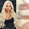 SHUQISH 28 Inch 613 Lace Front Wig Human Hair 13x4 HD Transparent Body Wave Lace Front Wigs Human Hair 180% Density Blonde Lace Frontal Human Hair Wigs For Women Pre Plucked 613 Wig