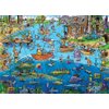 Cobble Hill 1000 Piece Puzzle - DoodleTown: Gone Fishing - Sample Poster Included