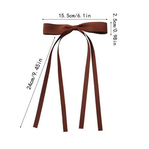 Slevaty 12 PCS Black Hair Bows for Women, Hair Ribbon with Long Tail Bowknot Hair Clips for Women Girls, Hair Barrettes with Bow Accessories（Neutral Colors）