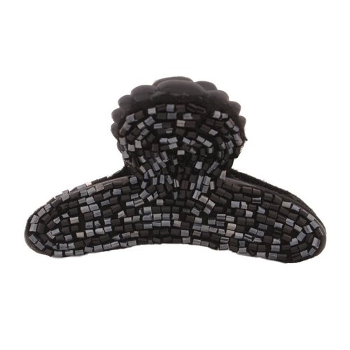 Caravan Shiny Black Bugle Bead On Button Hold Hair Claw
