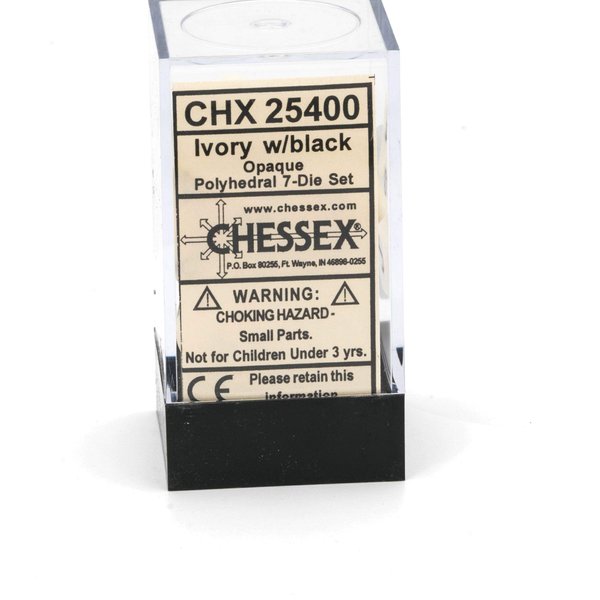 Chessex CHX25400 Dice-Opaque Ivory/Black Set, Multicolor