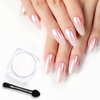 beetles Gel Polish White Chrome Nail Powder for Gel Nails, Pearl Nail Powder Mirror Effect Nail Glitter Manicure Holographic Pigment for Nail Art Design
