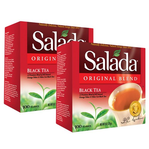 Salada Black Tea Blended Bold Strong Black Tea with 100 Tea Bags Per Box (Pack of 2) Contains Caffeine Brew Hot Naturally Flavored Rich in Antioxidants Original Blend Tea