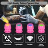 OFEYLE Tattoo Ink Cups 200PCS Doll Tattoo Ink Caps Disposable Plastic Ink Caps for Tattooing Permanent Makeup with Base Tattoo Pigment Caps Tattoo Ink Holder Tattoo Supplies (Rose Red)