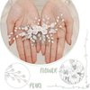 Kesvb Flower Bride Wedding Hair Comb Silver Pearl Bridal Side Comb Crystal Hair Piece Leaf Hair Accessories for Women and Girls