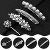 Janinka 10 Pieces Rhinestone Wedding Hair Clips Bridal Hair Pins Crystal Bobby Pins Silver Hairpin Barrette Leaf Flower Wedding Elegant Hair Accessories for Bride Women and Girls (Flower Style)