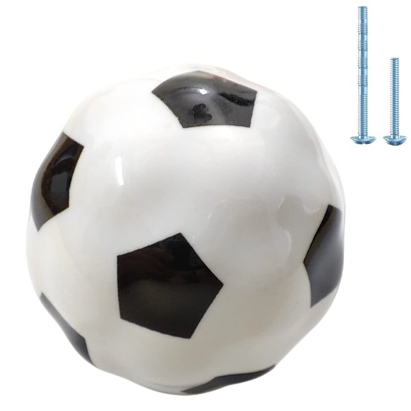 Wannianmu 4Pack Ceramic Soccer knobs Football Knobs, Sports Drawer Knobs Pulls Handles for Dresser Cupboard Closet Door Handle Home Kitchen Boys Kids Room Nursery Furniture Knobs Decorative