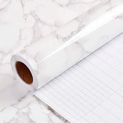 Yancorp 24x10ft White Gray Contact Paper Peel and Stick Wallpaper Marble Removable Wallpaper Pull and Stick Countertops Self-Adhesive Backsplash for Cabinets(White Gray, 24"x120")