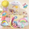 6th Birthday Decorations Girl, 6th Rainbow Birthday Balloons Set with Sun Rainbow Gradient Stars and 40 Inch Number 6 Foil Balloon for Rainbow Theme Girls 6th Birthday Party Decoration Supplies