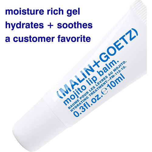 Malin + Goetz Mojito Lip Moisturizer for men and women, long lasting hydrating, soothing dry lip repair treatment, lightly fragranced, color free. vegan and cruelty free 0.3 fl oz