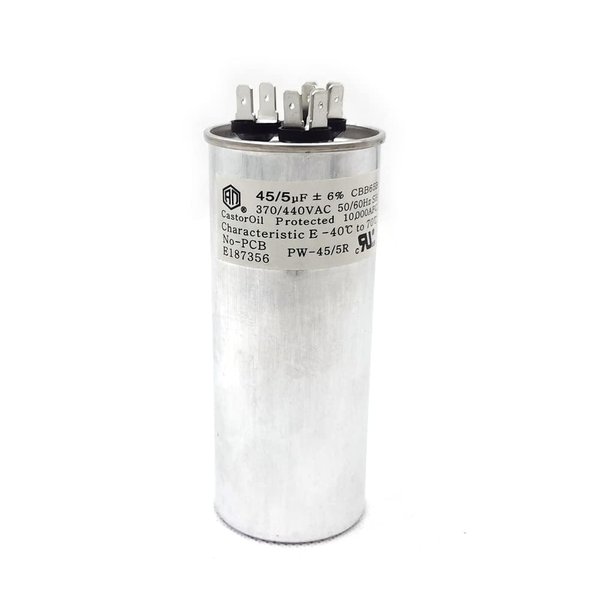 CBB65B 45+5 uf/MFD 370-440 VAC Volts Round Dual Run Capacitor 50/60 Hz AC Electric Condenser Straight Cool or Heat Pump