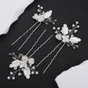 Teyglen 3pcs Flower Wedding Hair Pins Silver Leaf Flower Headpiece Hair Accessories for Bride Wedding Hair Pins Clips Bridal Crystal Beads Hair Piece for Women Flower Girls