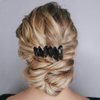 Casdre Crystal Bride Wedding Hair Accessories Quartz Bridal Hair Comb Rhinestone Hair Piece for Women and Girls (E Black)