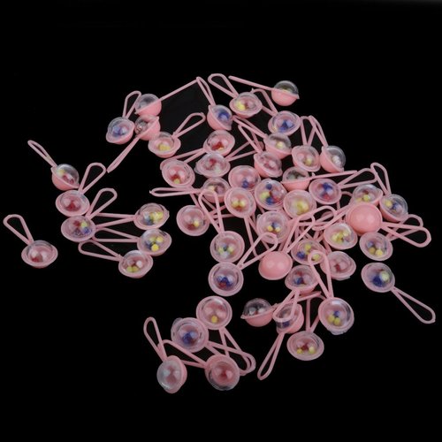 Jili Online 150pcs Pink Mini Rattles Safety Pins Pacifier Charms Table Scatters Decoration Christening Baby Shower Supplies