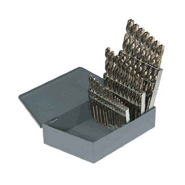 Topline Drill Bit Set, 60pcs #1-#60 & Huot USA Index, 60pcs Bright Finish