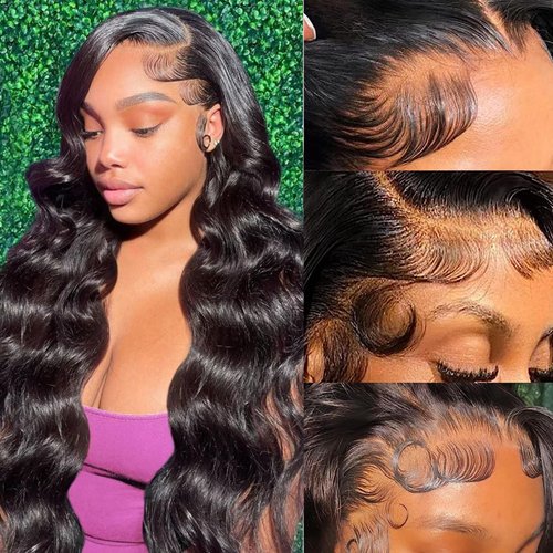 CIUSUM Body Wave Lace Front Wigs Human Hair Pre Plucked 13x4 Frontal Wigs Human Hair Wigs 180% Density Transparent HD Lace Front Wigs Human Hair Pre Plucked with Baby Hair (1B, 26 Inch)