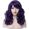 PATTNIUM Dark Purple Wig Women Shoulder Length Curly Purple Wig With Bangs for Women and Girls Synthetic Cosplay Costume Wig (Dark Purple)