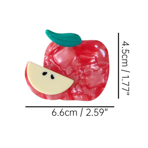 Apple Hair Clip,Acetate Claw Clips,Hair Clips for Women,Red
