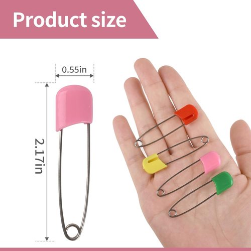 Hanycon Diaper Pins Mix Color Color Nappy Safety Pins Hold Clip Locking Cloth, Pack of 100