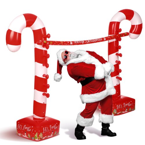 Arrowbash Christmas Candy Cane Striped Inflatable Limbo Game for Adults Inflatable Limbo Party Game Fun Limbo Carnival Game for Vacations Indoor Outdoor Party Supplies