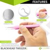 Blackhead Tweezer - Professional Curved Steel Tip Surgical Comedone & Splinter Extractor. Ideal Blemish & Acne Remover Tool Means Flawless Facial Skin (Pink)