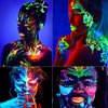 6 Pcs Glow in the Dark Face Body Paint,Blacklight Neon Face & Body Paints,Easily Cleanable Face & Body Paint Set Neon Body Makeup Glow in the Dark Party Supplies