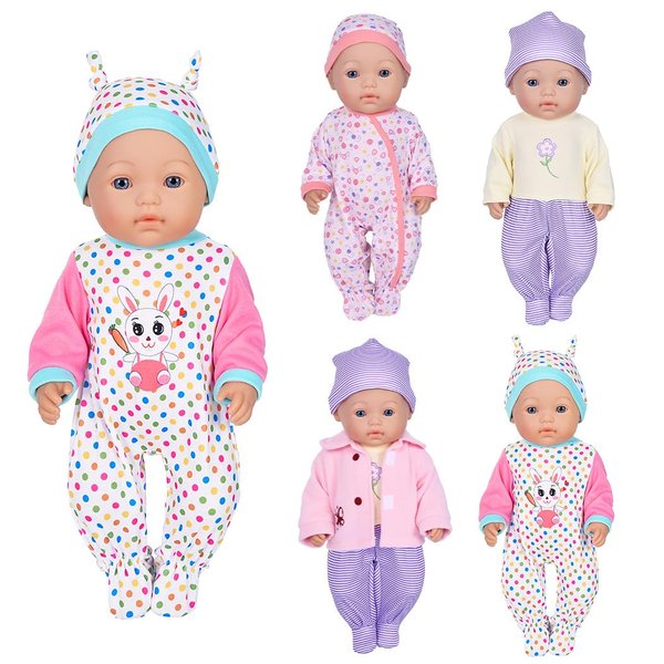 Doll Clothes 3 Set Baby Doll Clothes Fit for 16 to 17 Inch Baby Dolls 15 inch Dolls(Total 7 Pcs)