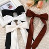 DECYOOL 4 Pack Hair Ribbon Bows for Women, Silky Satin Bow Hair Clip Ponytail Stand Accessories Metal Clip Hair Bows for Women Girls Toddlers Teenagers (Black Beige White Brown)