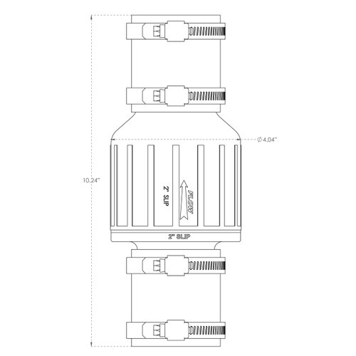 PumpSpy Silent Sewage or Sump Pump Check Valve, 2-Inch Check Valve, Stainless Clamps Fit 7-1/4" Gap in 2-Inch Schedule 40 PVC, Spring-Loaded Flapper, Quiet Check Valve, Sump Pump Life Increase